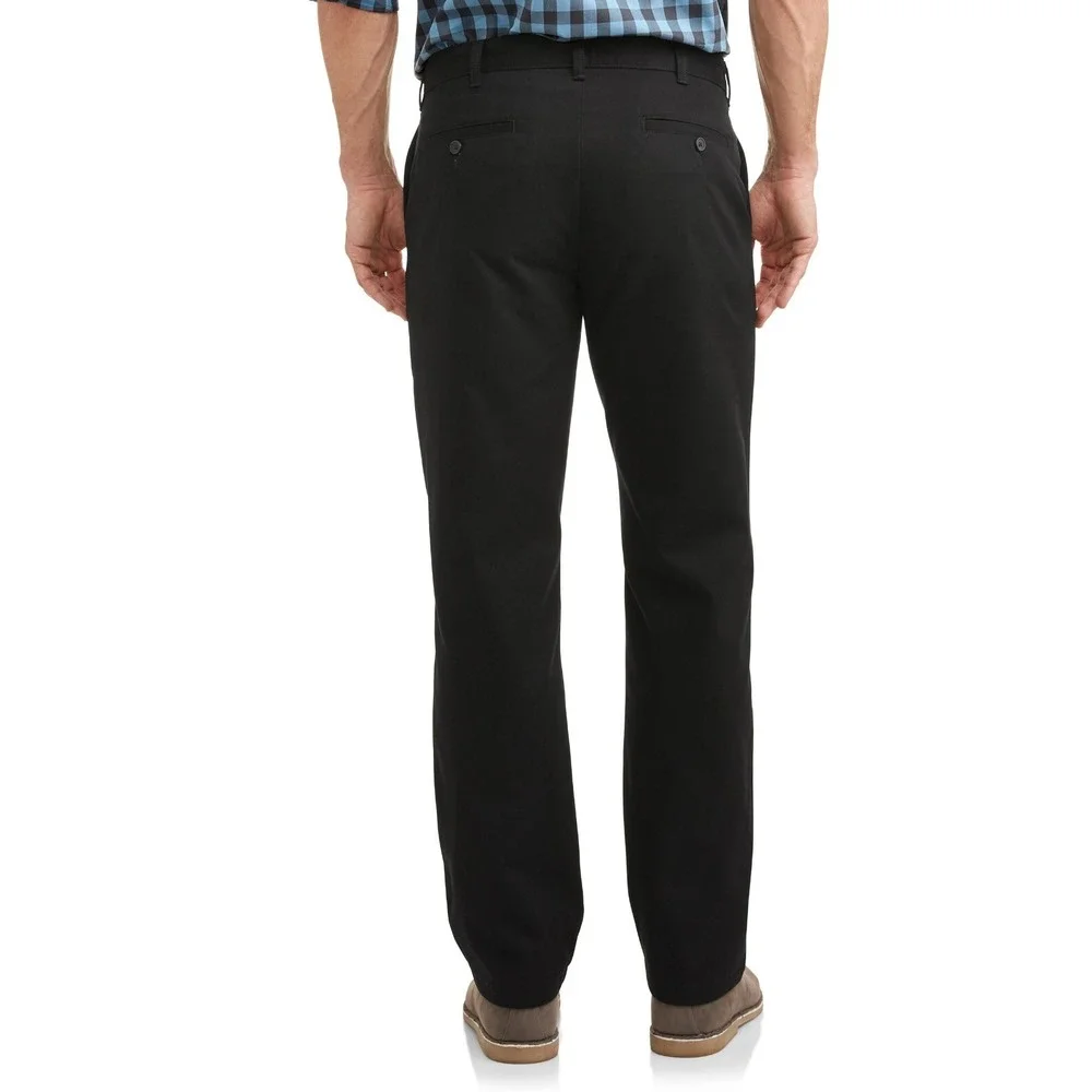 George Mens Wrinkle Resistant Flat Front Khaki Pants Black Soot Size 36 x 30